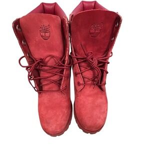 Sz 6 Timberland Premium 6 Inch Waterproof Boots Red Nubuck Women's